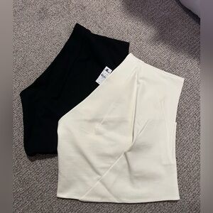 Elegant Black and Cream Women's off the shoulder Shirt Set